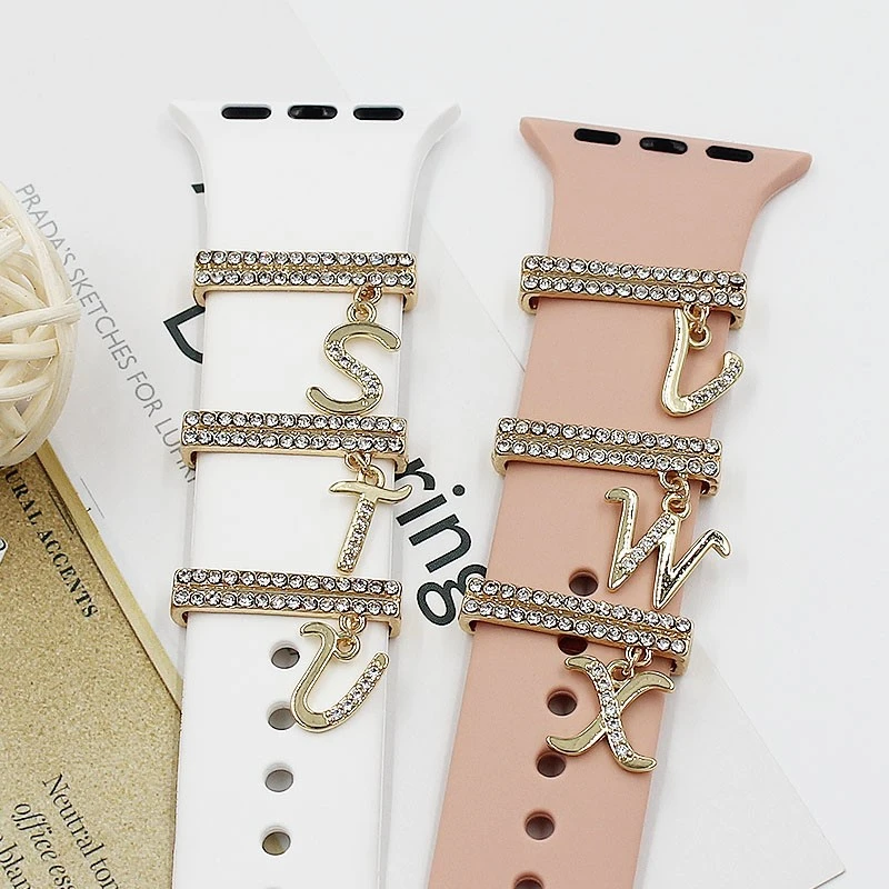 Suitable For Smart Watch Silicone Strap 38mm42mm Letter Decoration Ring