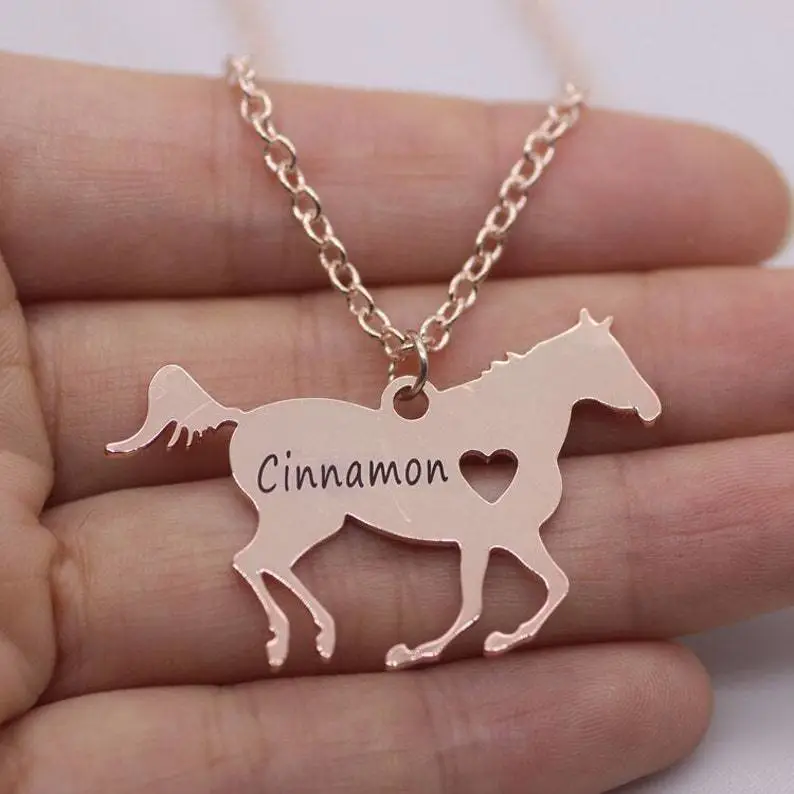 Stainless Steel Personalized Custom Name Horse Necklace