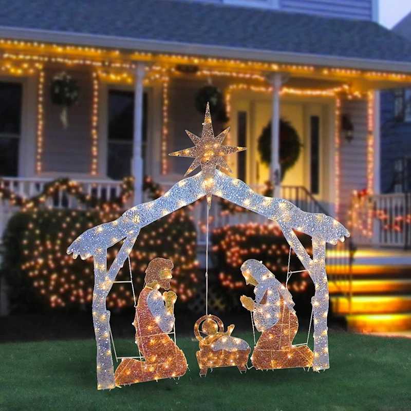 Outdoor Lawn Decoration For A Family Of Three For Christmas