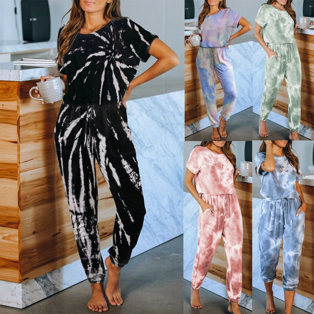 Tie Dye Print One Piece Pajamas Loungewear