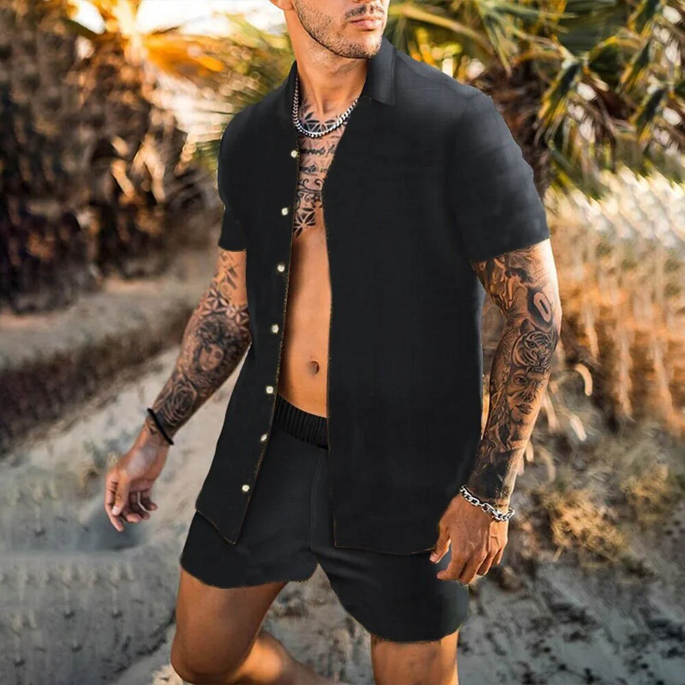 Loose Shirt Casual Men's Shorts Short Sleeve Suit