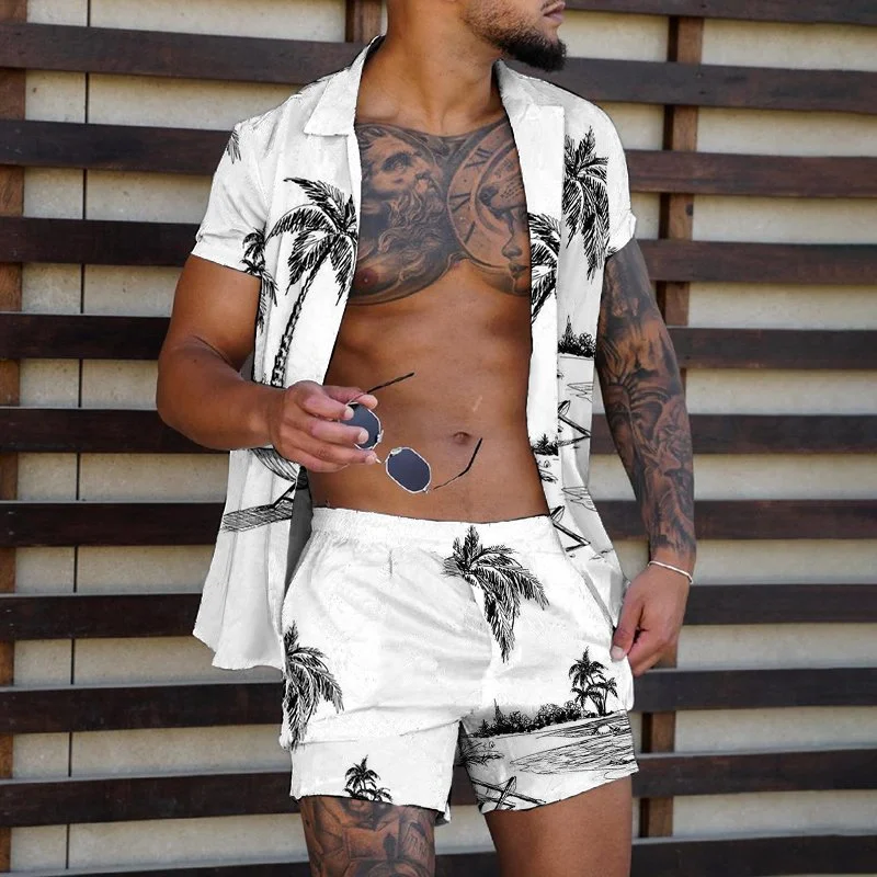 Loose Shirt Casual Men's Shorts Short Sleeve Suit