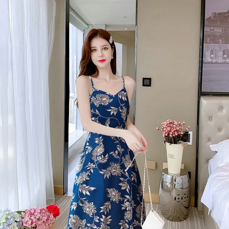 Women's Fashion Casual Print Sling Dress