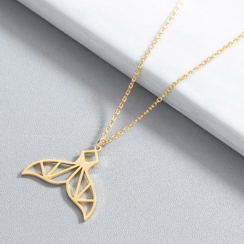 Women's Stainless Steel Fishtail Pendant Necklace Clavicle Chain