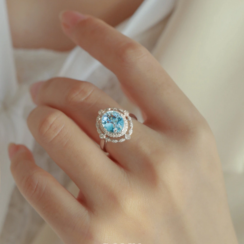 Super Light Blue Topaz Ring