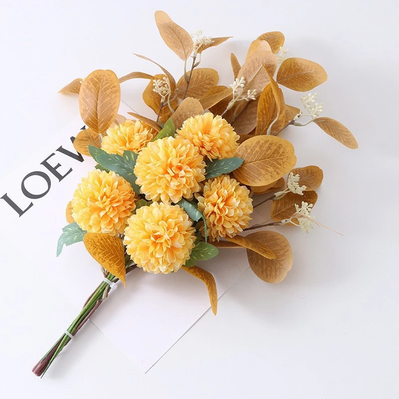 Artificial Faux Flowers Nordic Holding Ball Chrysanthemum Bouquet