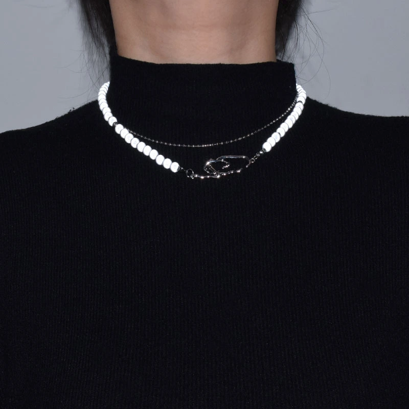 Hip Hop Stacked Reflective Beaded Clavicle Chain