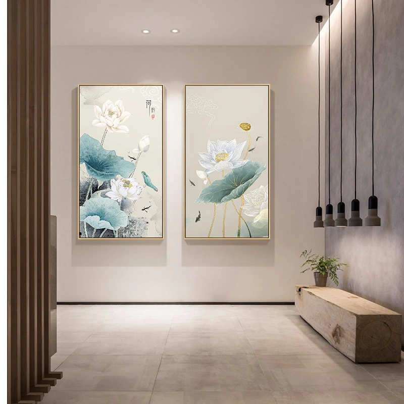 Living Room Entrance Hallway Plum Blossom Lotus Leaf Painting Oil Canvas