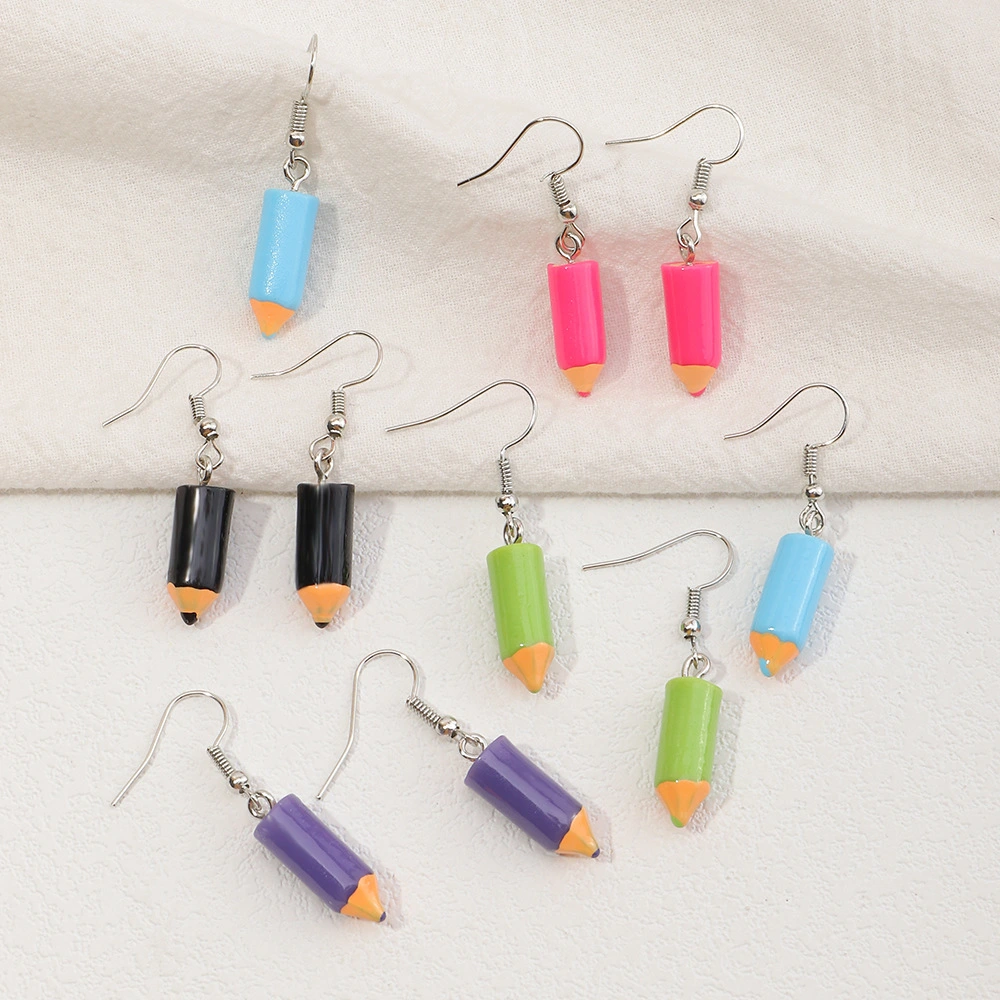 Fashion Cute Little Pencil Earrings Personality Funny Handmade