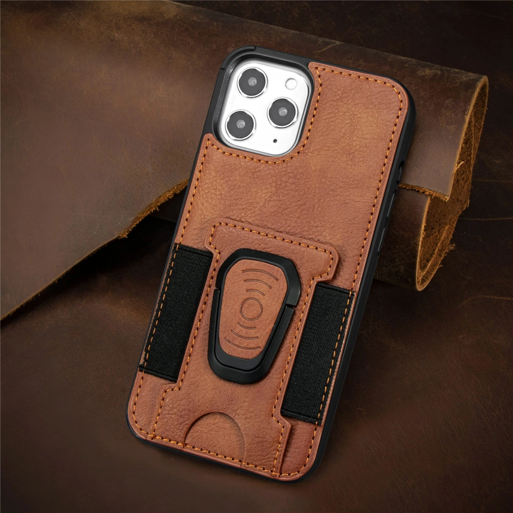 Ring Magnetic Snap Leather Phone Case