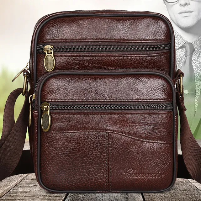 New Men's First Layer Leather Shoulder Bag