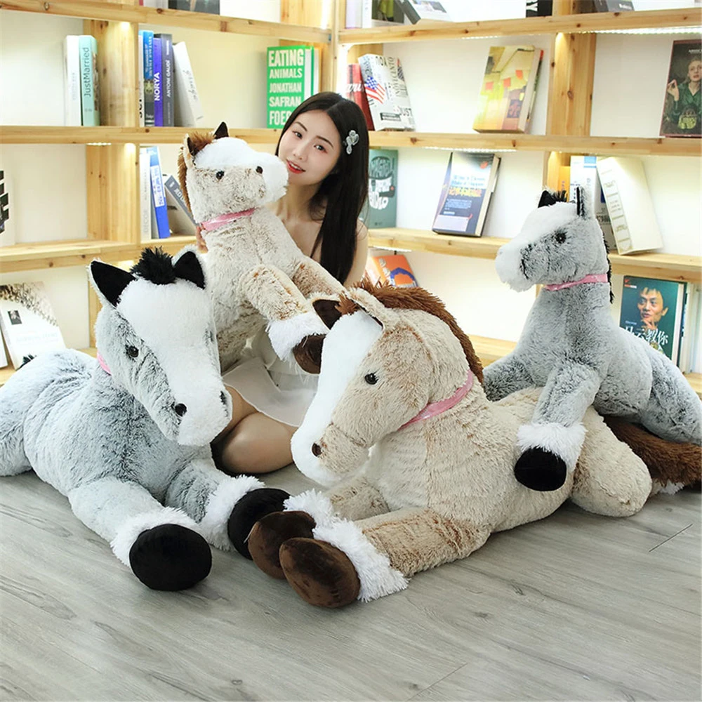 Simulation lying horse pillow plush toy