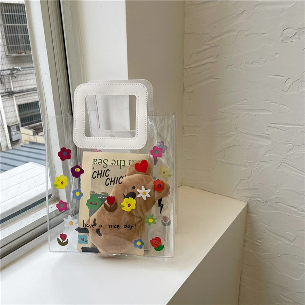 Colorful Small Flower Transparent PVC Tote Bag