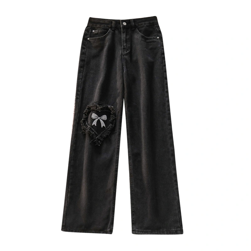 Black Bow Jeans - Size S,M,L,XL