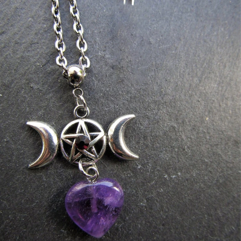 Alloy Moon Star Love Pendant Necklace