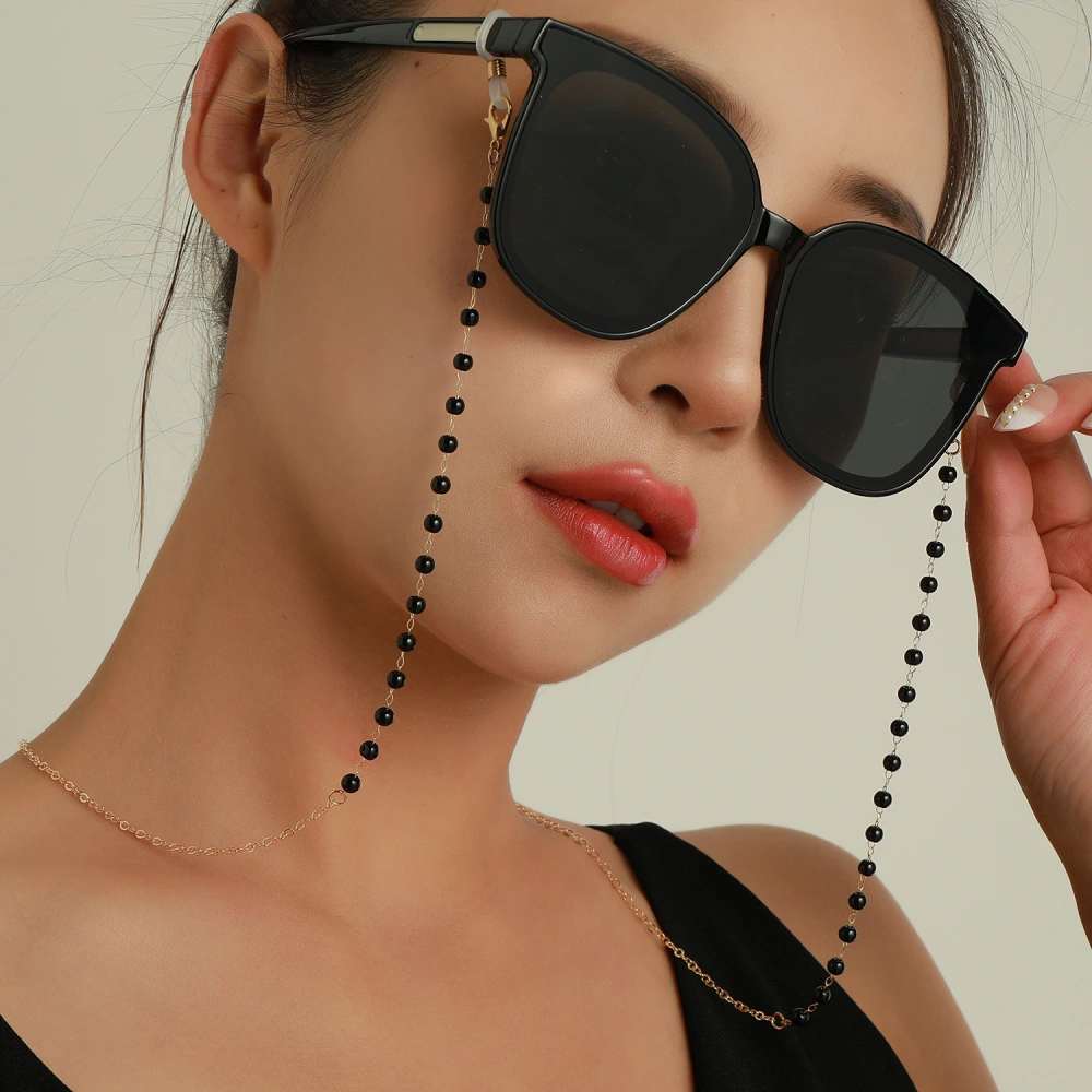 Ladies Simple Fashion Black Bead Glasses Chain