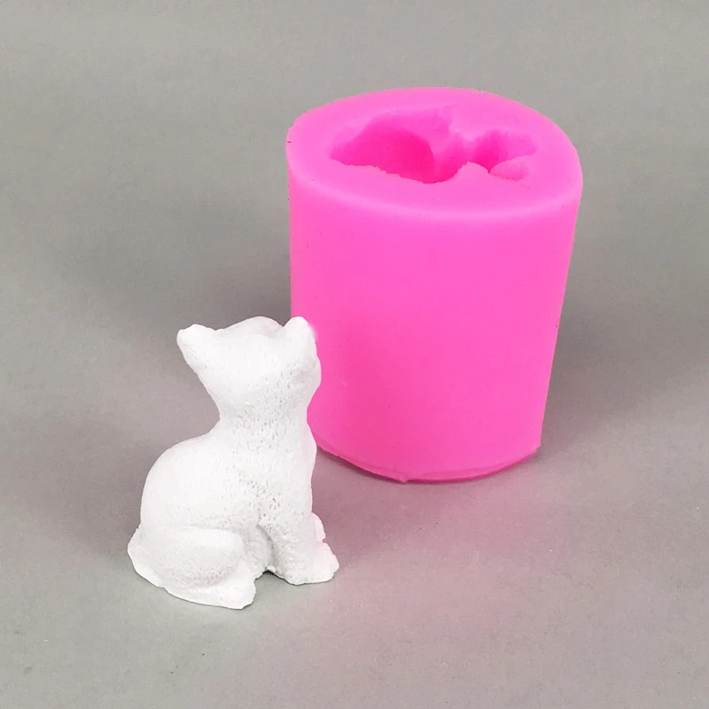 3d Kitten Candle Fondant Cake Silicone Mold Diy Chocolate Epoxy Soap Aromatherapy Plaster Mold