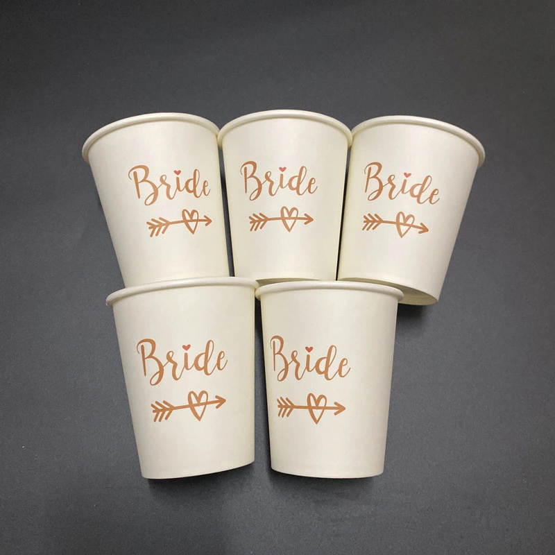 Wedding Party Bride Disposable Paper Cup Arrow Love White Paper Cup