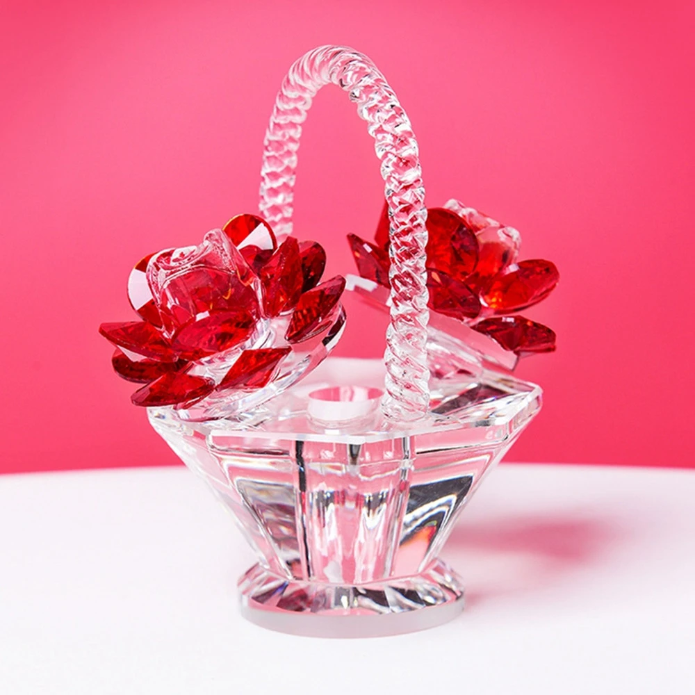 Crystal Flower Basket Decoration Living Room Wine Cabinet Wedding Small Gift