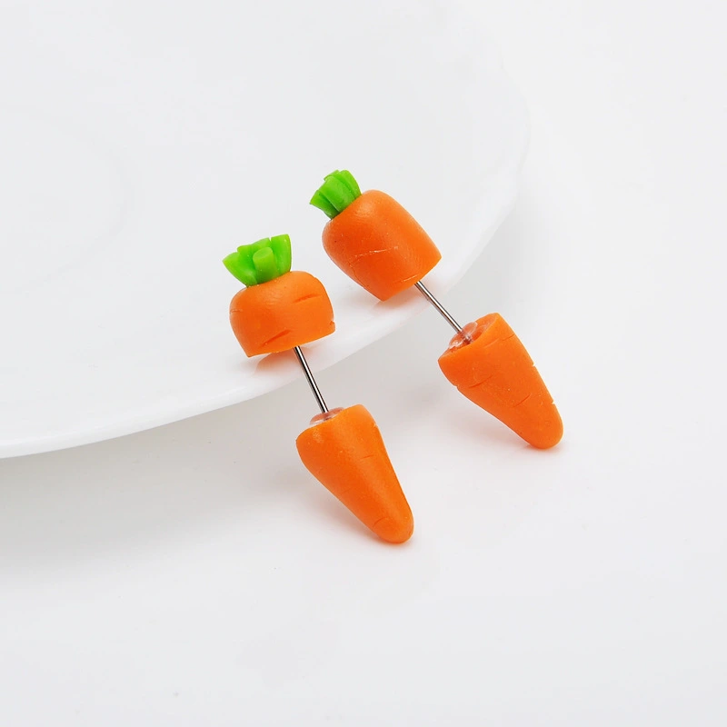 Ladies Fashion Cartoon Carrot Clip Stud Earrings