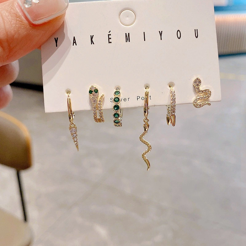 New High Grade Sense Snake-like Earring Set Punk Wind