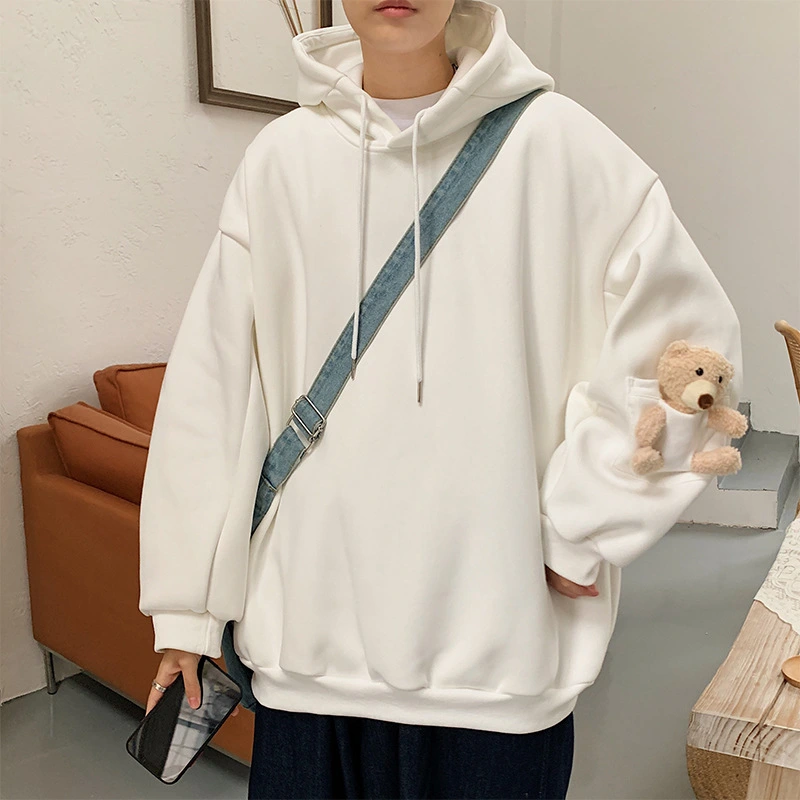 Solid Color Couple Thickened Hooded Bear Sweater