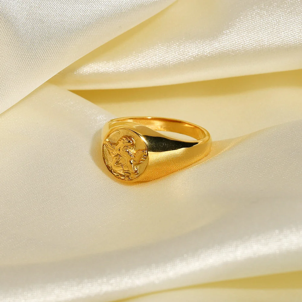 Heart Angel Gold Ring