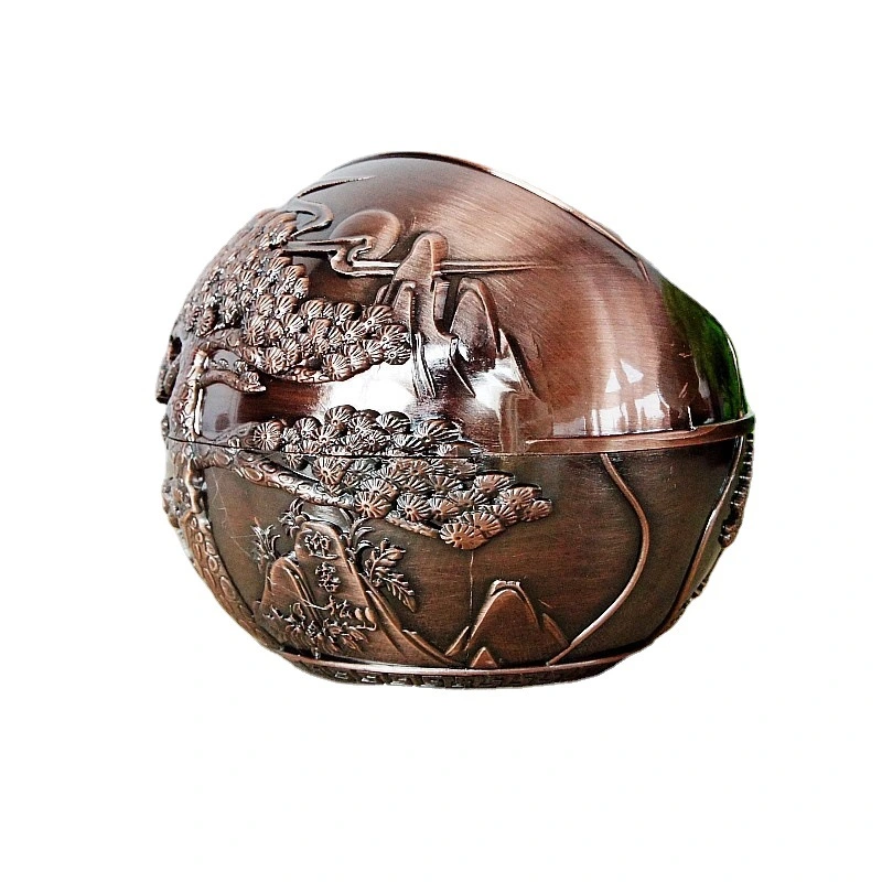 Metal Handicraft Electroplating Spherical Welcome Pine Ashtray