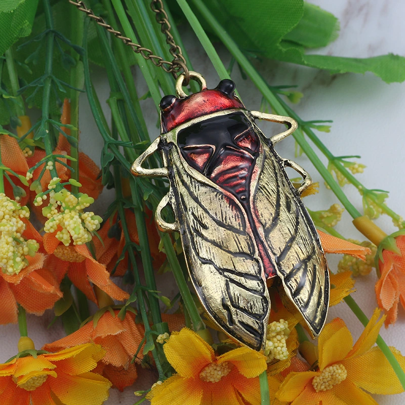 Creative Cute Alloy Dripping Oil Animal Cicada Necklace