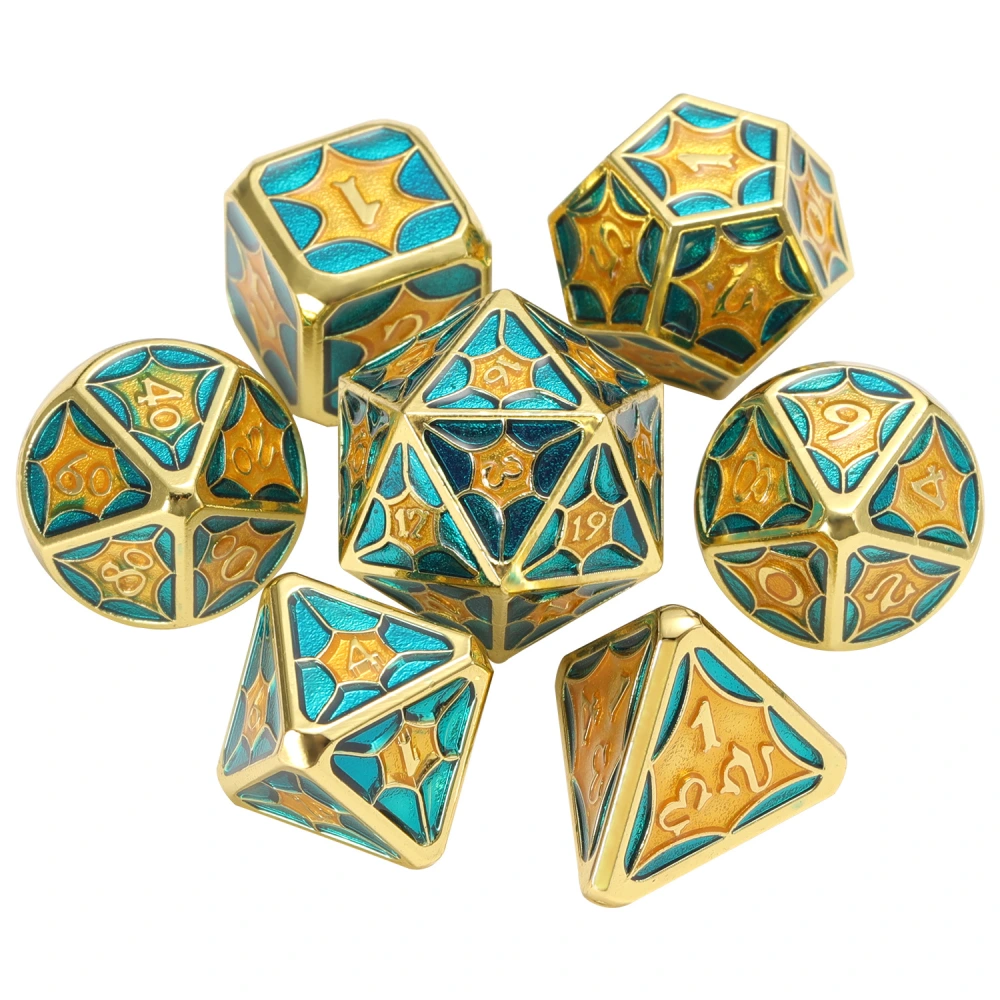 7pcs Set Of Metal Multi-sided Dice Enamel Plating