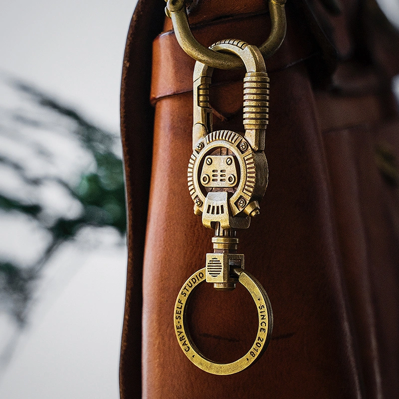 Pure Brass Mechanical Retro Steampunk Keychain Bag Pendant