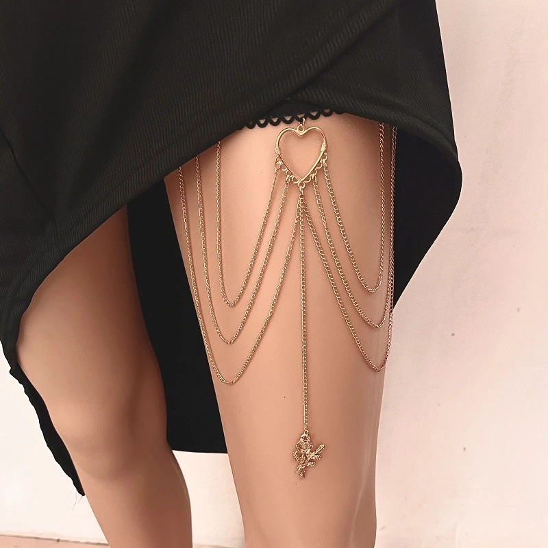 Love Rose PendantTassel Multi-layer Leg Chain