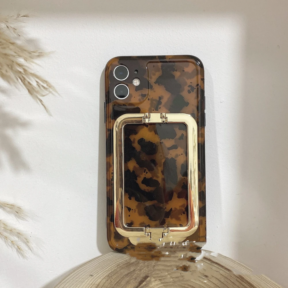 Japanese And Korean Amber Metal Square Button Silicone Phone Case