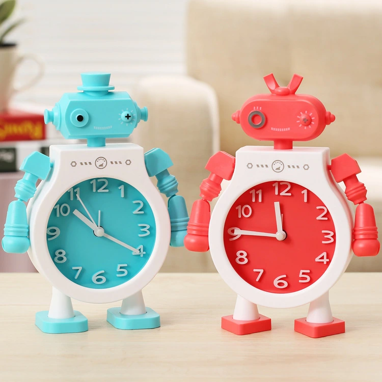 Creative Couple Robot Alarm Clock Stopwatch Student Bedroom Cartoon Clock Personality Battery Desk Clock