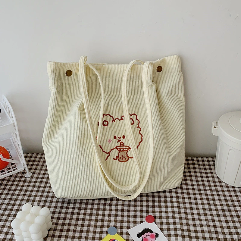 Cute Fleece Women's Cartoon Embroidery Shoulder Bag