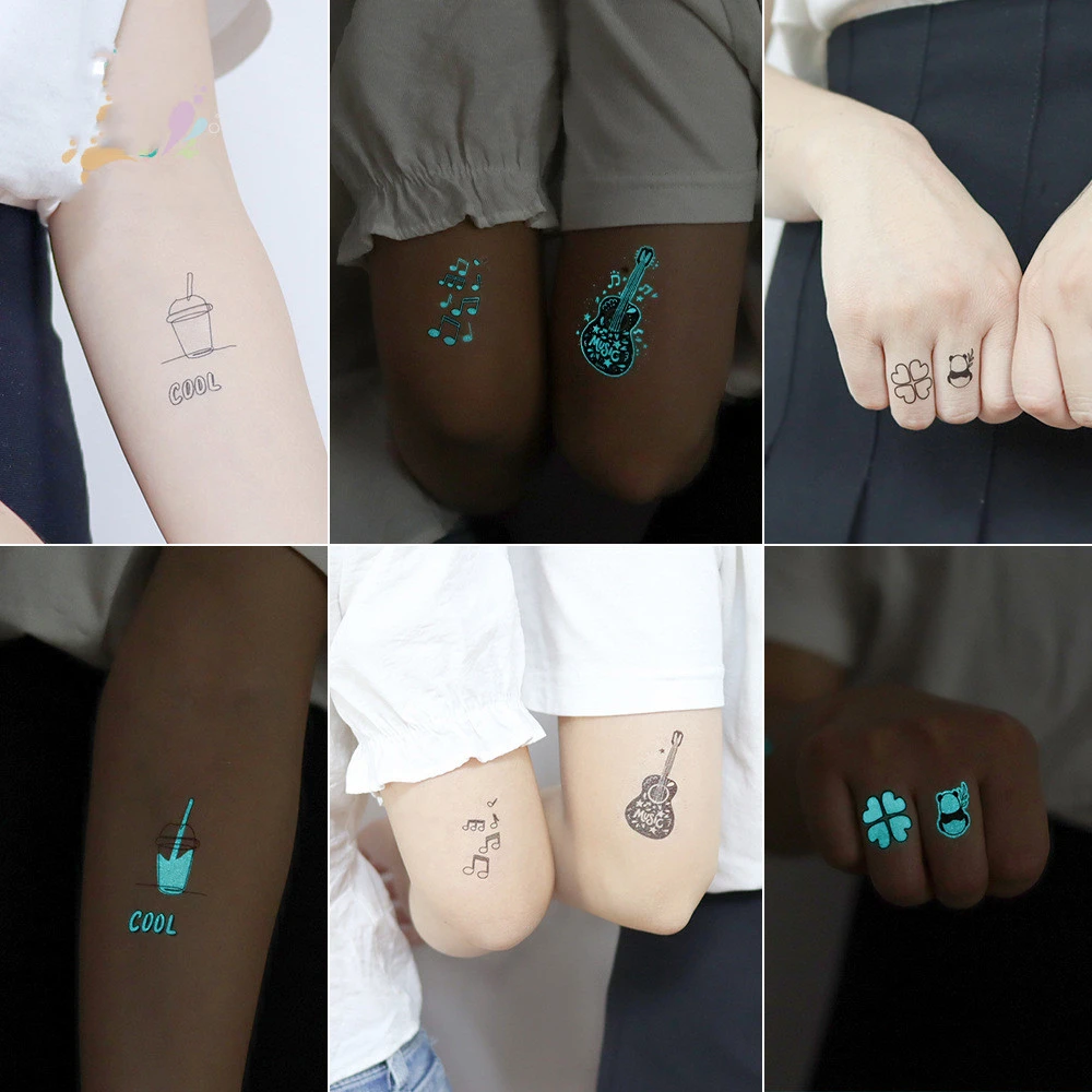 Blue Waterproof Luminous Tattoo Sticker