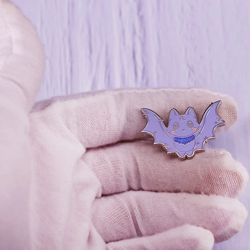 Cute Cartoon Bat Cat Brooch Badge