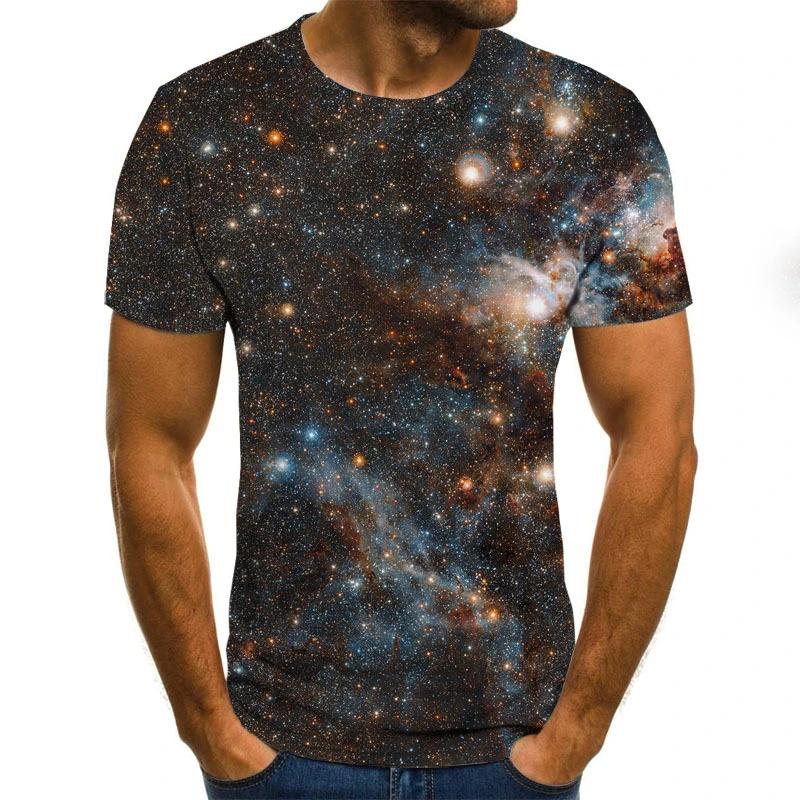 Summer Men's Trendy Aurora Pattern Casual Top 3D Digital Printing Short Sleeve T-shirt
