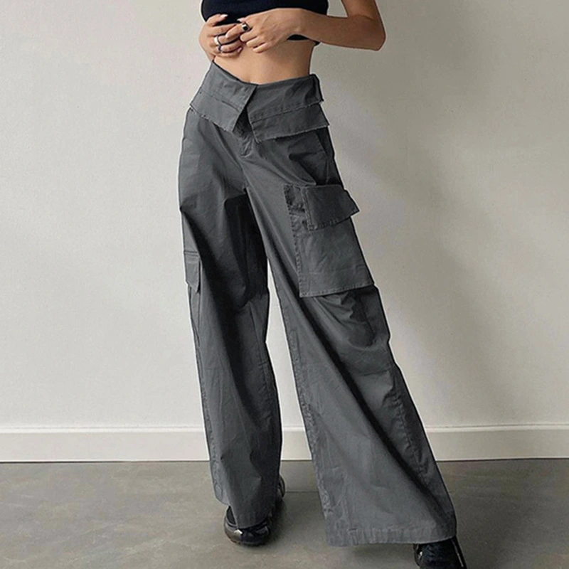 Retro Street Shooting Cuff Overalls Loose With Multiple Pockets