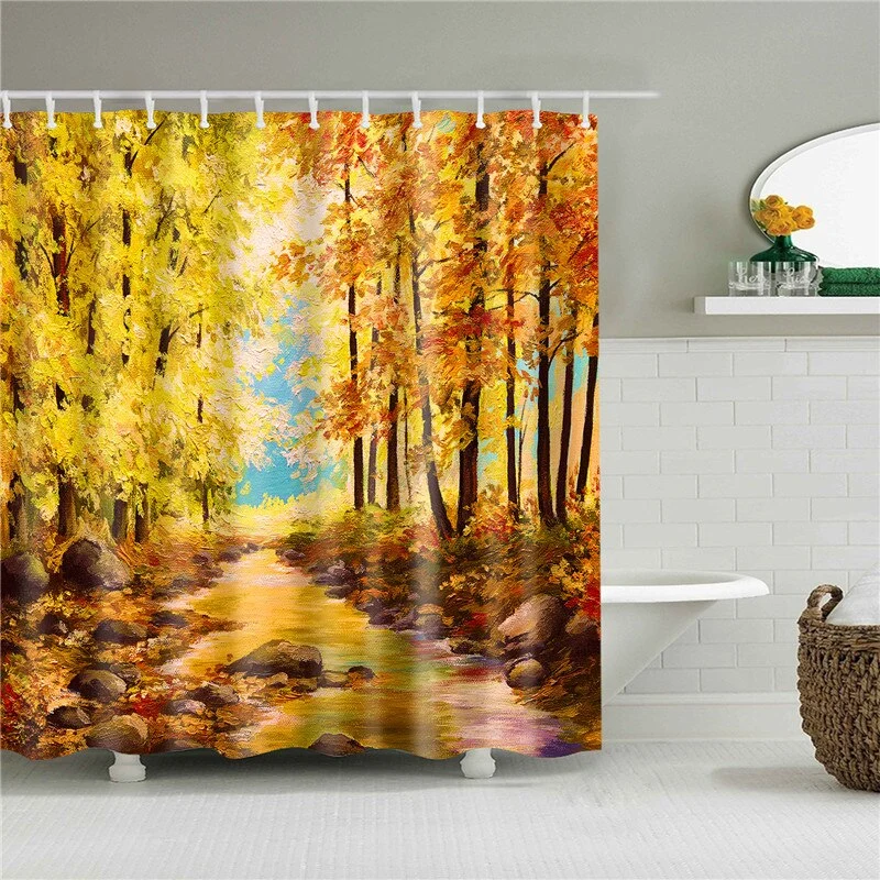 Digital Printing Bathroom Shower Curtain Flower