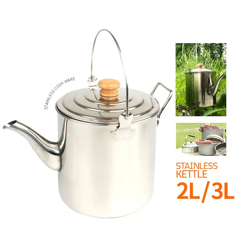 Outdoor Camping Stainless Steel Hanging Pot Large Capacity Teapot