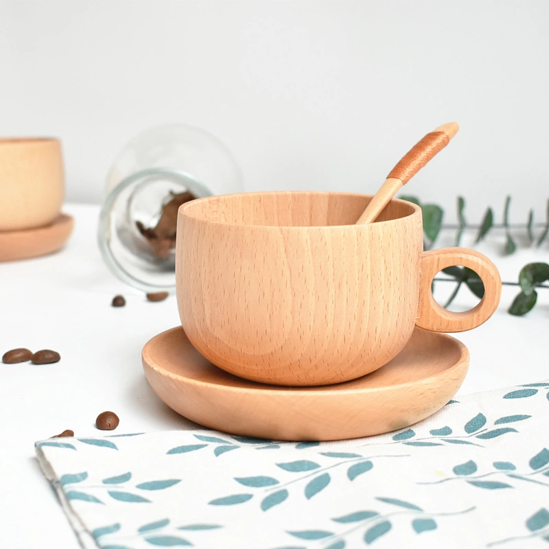 Beech Fashion Three-piece Solid Wood Cup