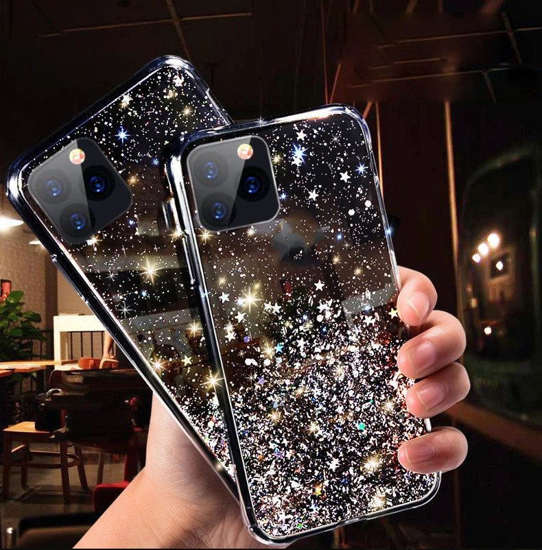 Gradient glitter star Epoxy transparent phone case