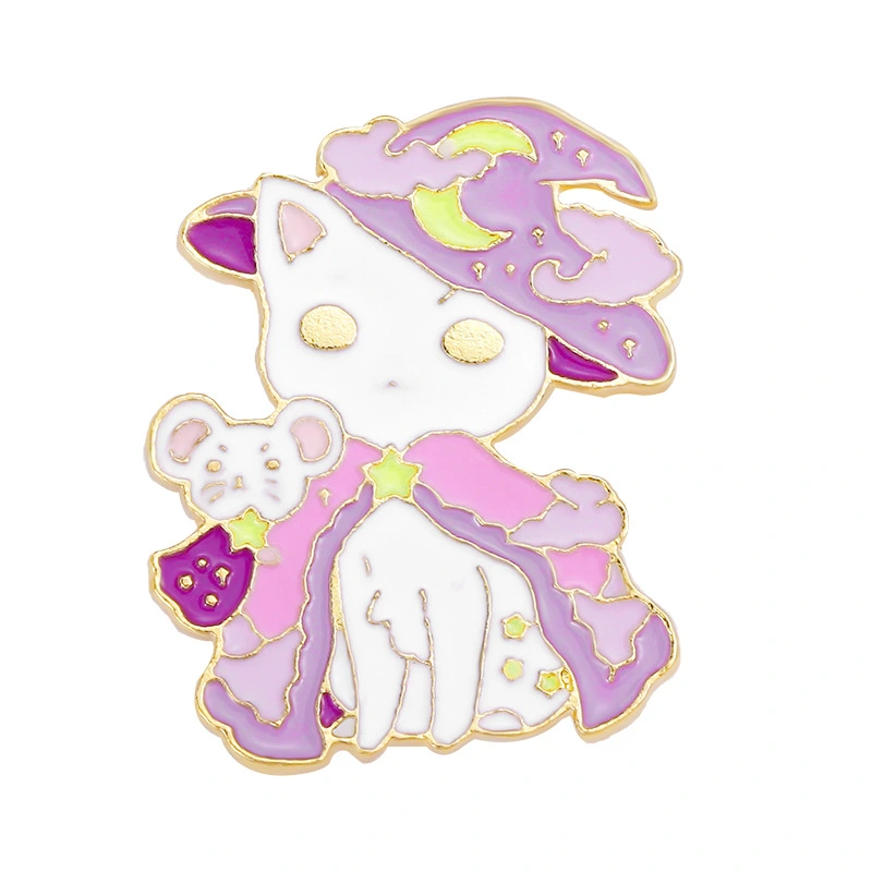 Cartoon Niche Black And White Cat Magician Alloy Brooch