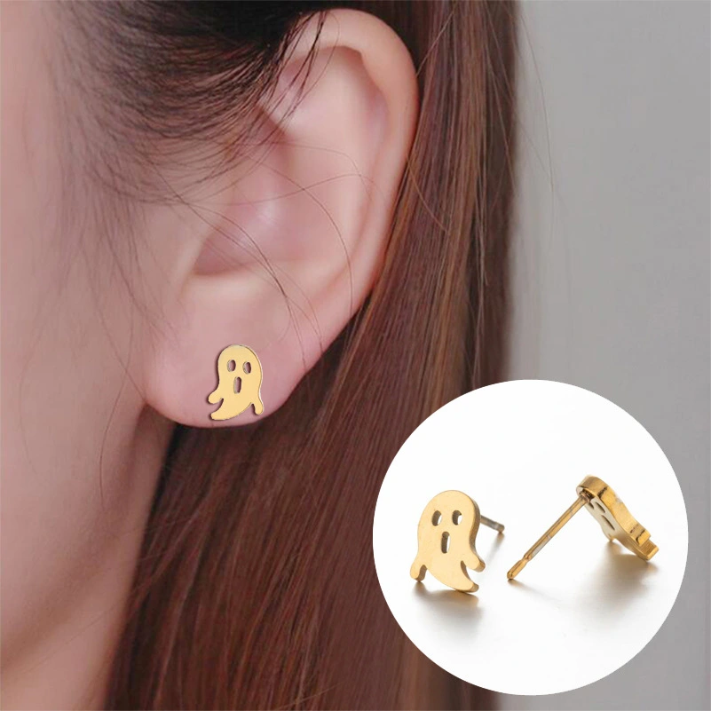 Female European And American Halloween Ghost Stud Earrings Stainless Steel