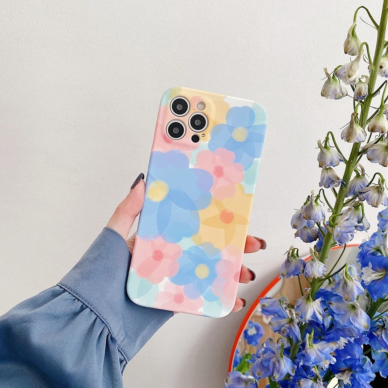 Girl's Ladies' Colorful Flower Full Cover Frosted Phone Case