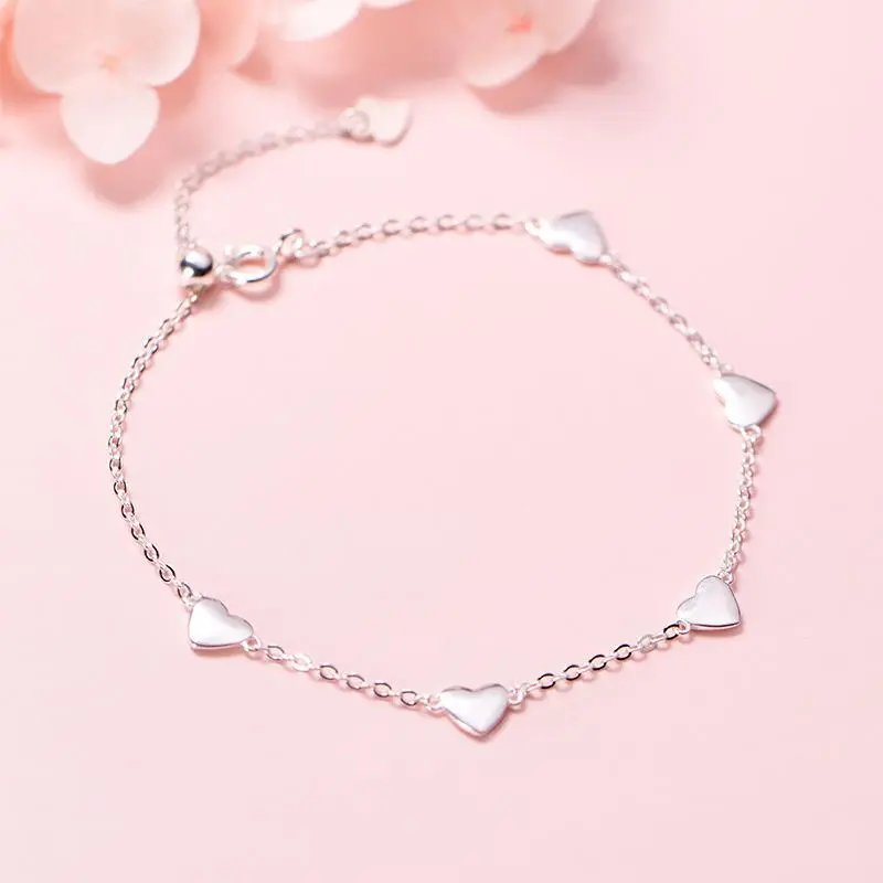 S925 Silver Bracelet Feminine Glossy Love Simple