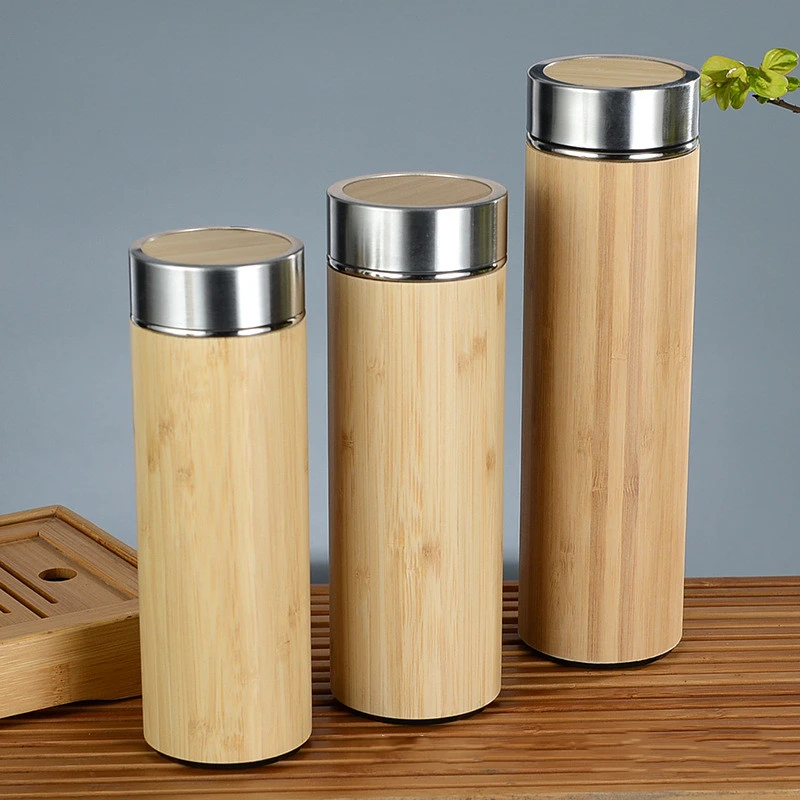 Creative Bamboo Shell Double Layer Stainless Steel Thermal Mug