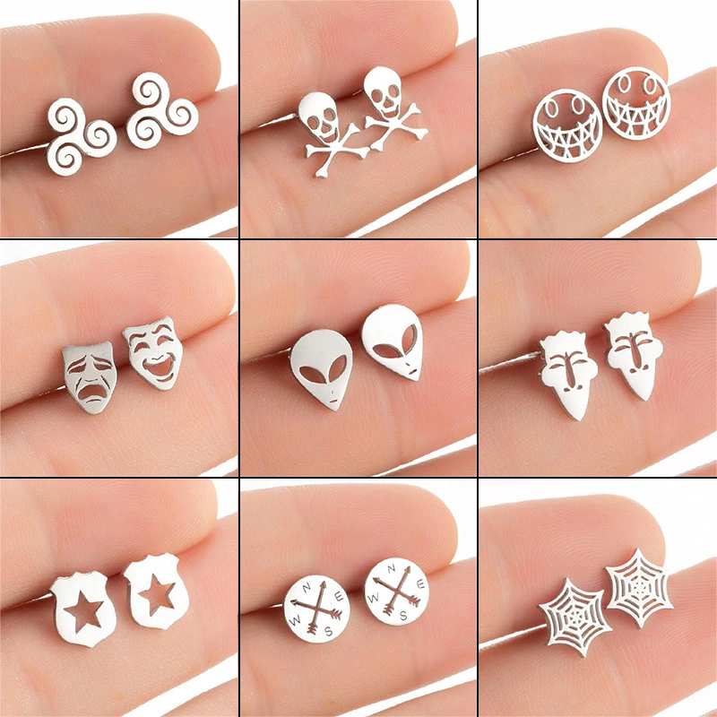 Stainless Steel Cartoon Character Halloween Ear Studs