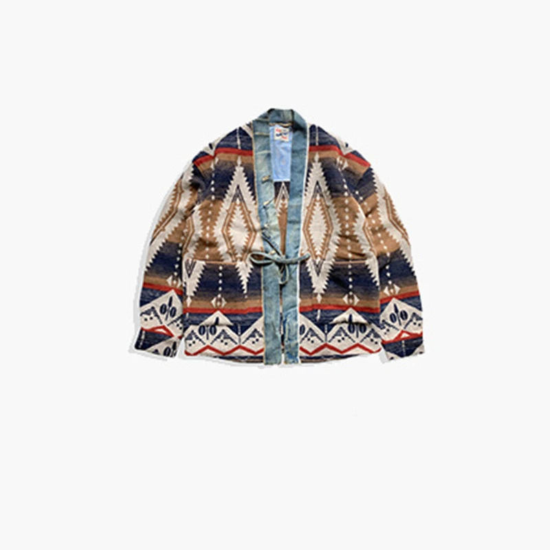 Men's Fashion Retro Ethnic Denim Top Jacket